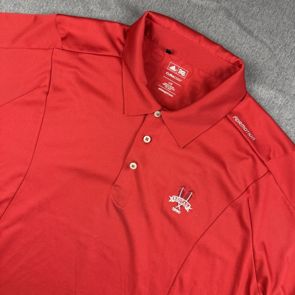 Adidas Red Tail Golf Club Polo Shirt Men Large Bright Red Clima Cool Activewear